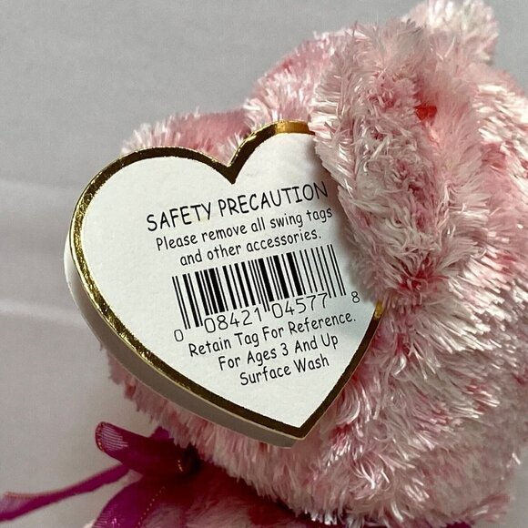 Ty Beanie Babies 10 yrs Smitten Bear 2002 Retired Valentines Plush Black Nose - Picture 7 of 10